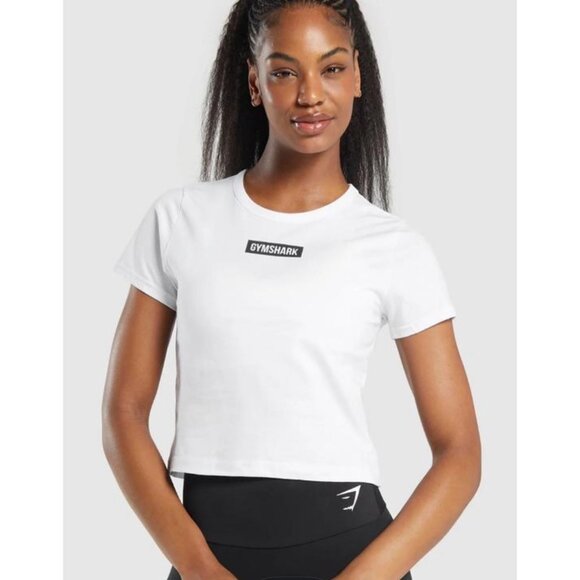 Gymshark Womens White Crop Top T-Shirt Size XL NWT - Picture 1 of 7